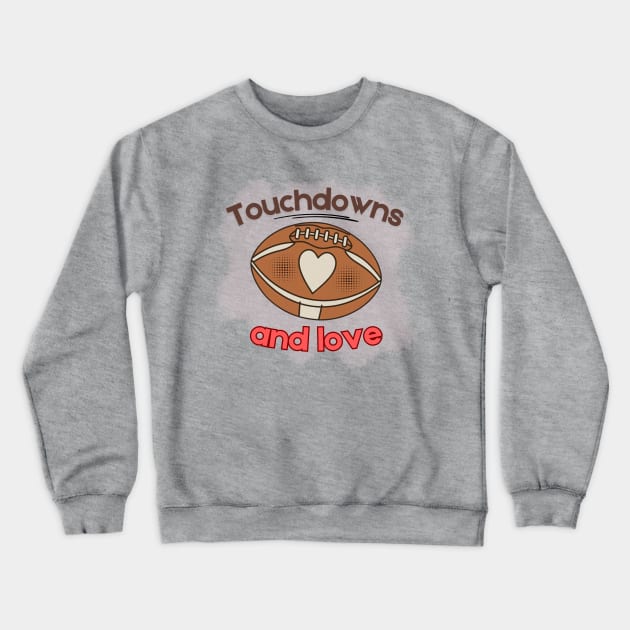 Vintage American Football: Touchdowns and Love for Coach's Wife & Football Mom Crewneck Sweatshirt by Tecnofa